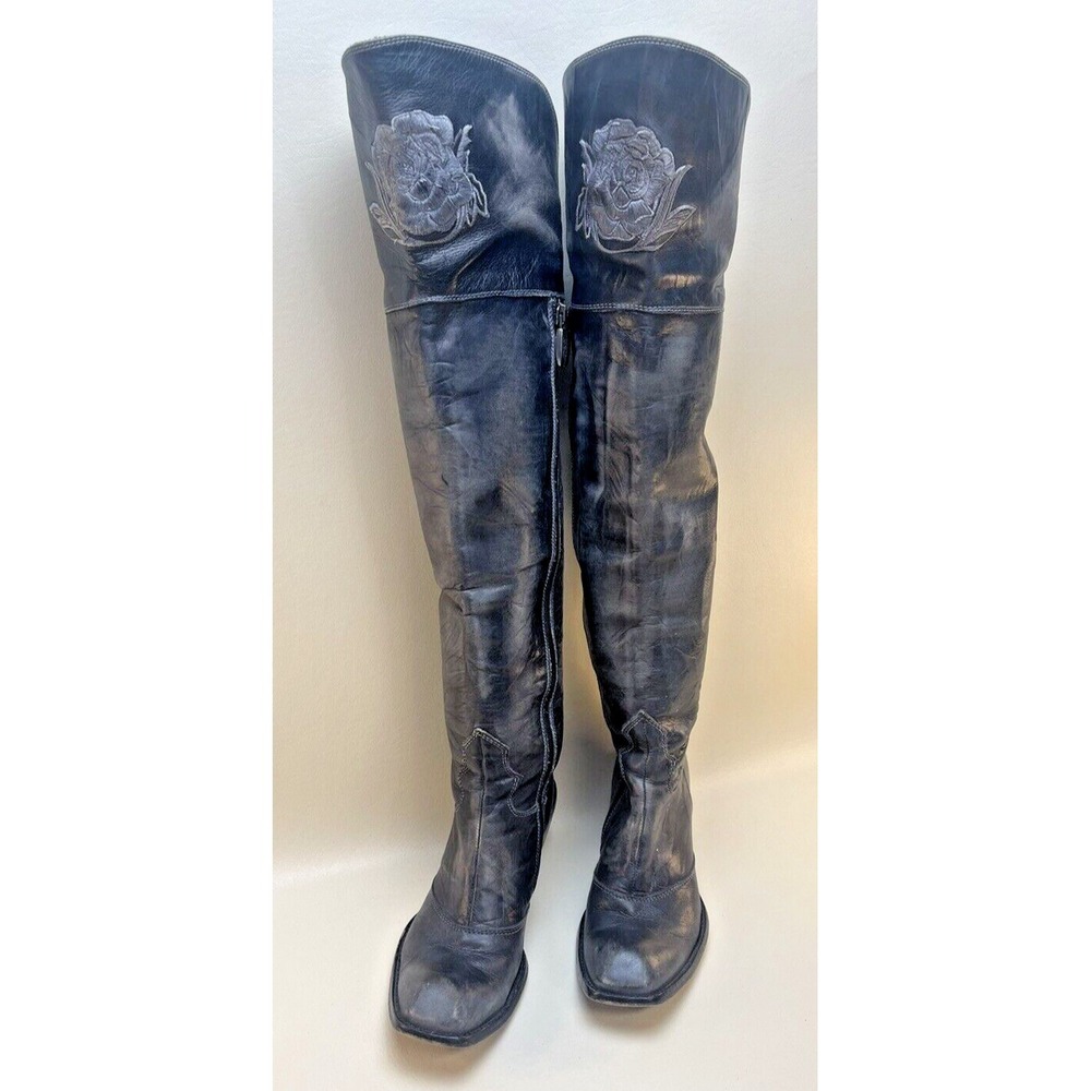 Mark Nason Women's Siren Size 7 Black  Leather Thigh High Boots Italy - Picture 2 of 15